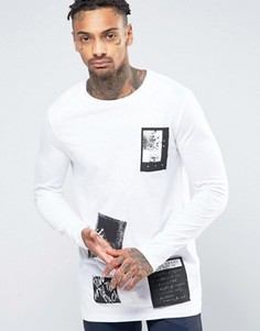 Длинный лонгслив с аппликацией ASOS - Белый