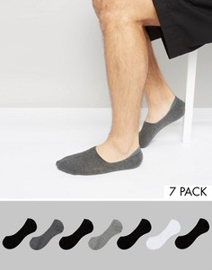 7 пар черно-белых низких носков ASOS - Мульти