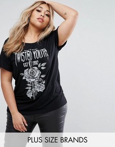 Футболка с принтом Twisted Youth Missguided Plus - Черный