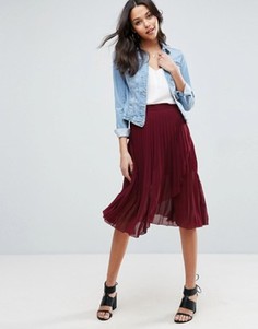 Юбка миди с запахом и складками ASOS - Фиолетовый