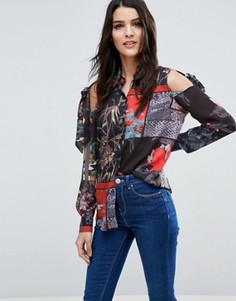 Блузка с завязками на плечах и принтом ASOS - Мульти