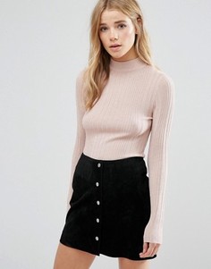 Джемпер металлик с высокой горловиной New Look - Розовый
