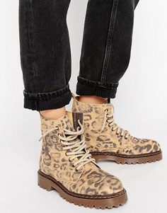 Леопардовые ботинки на толстой подошве со шнуровкой Park Lane - Мульти