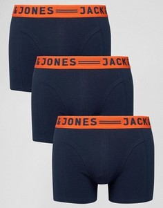 Набор из 3 боксеров-брифов с контрастным поясом Jack &amp; Jones - Темно-синий