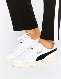 Белые классические кроссовки с черной отделкой Puma Basket - Мульти