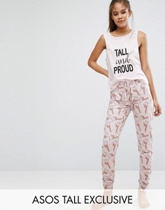 Пижамный комплект с футболкой и джоггерами Жирафы ASOS TALL - Мульти