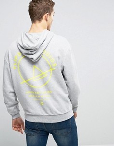 Oversize-худи с принтом на спине ASOS - Серый