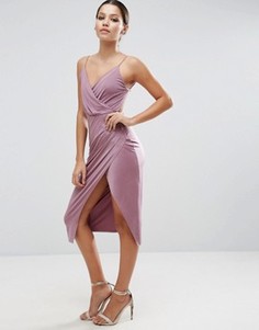 Платье миди с запахом на юбке ASOS - Фиолетовый
