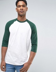 Темно-зеленая футболка с рукавами реглан New Look - Зеленый