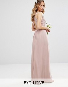 Платье макси с плиссировкой и отделкой сзади TFNC WEDDING - Розовый