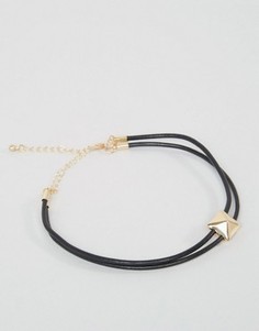 Двойной браслет-веревочка на ногу с золотистой отделкой DesignB - Черный