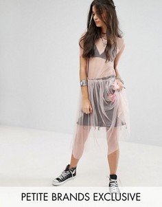 Прозрачное сетчатое платье миди Glamorous Petite - Розовый