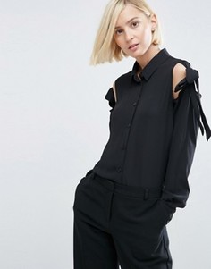 Блузка с завязками и открытыми плечами ASOS - Черный