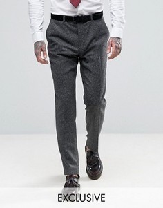 Укороченные зауженные брюки из твида с шевронным узором Heart &amp; Dagger - Серый