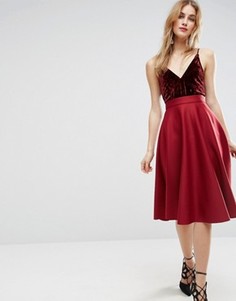 Юбка-клеш для выпускного с завышенной талией ASOS - Красный