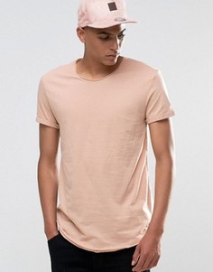 Удлиненная футболка с необработанными краями Esprit - Розовый