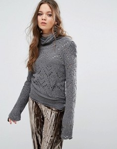Ажурный вязаный джемпер Free People Shoot From Heart - Серый