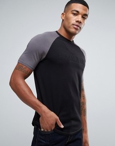 Черная футболка узкого кроя с рукавами реглан и логотипом Armani Jeans - Черный