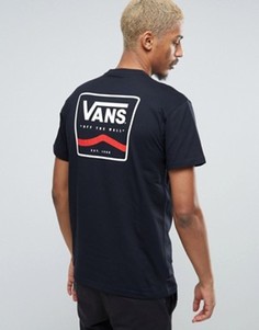 Черная футболка с принтом на спине Vans VA2X4TBLK - Черный