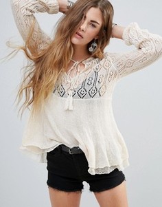 Кружевная блузка Free People Angel Days - Кремовый