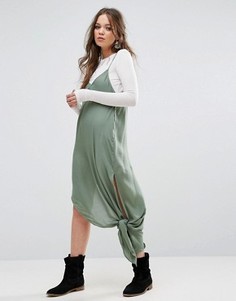 Платье-комбинация с завязкой Free People - Зеленый