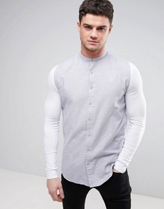 Рубашка скинни с трикотажными рукавами SikSilk - Серый
