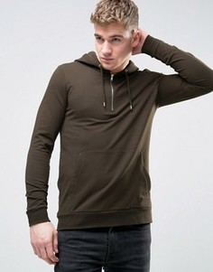 Обтягивающее зеленое худи с короткой молнией ASOS - Зеленый