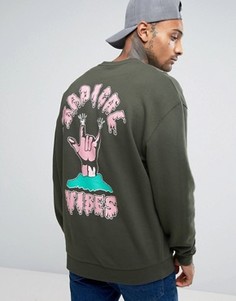Oversize-свитшот с принтом на спине ASOS - Зеленый