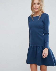 Платье с длинными рукавами и расклешенным краем Closet - Синий