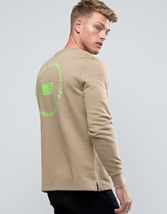 Свитшот с флуоресцентно-зеленым принтом флага ASOS - Бежевый
