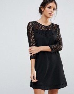Цельнокройное платье с кружевными рукавами длиной 3/4 Amy Lynn - Черный