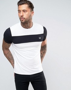 Белая футболка из пике и трикотажа со вставками на груди Fred Perry - Белый