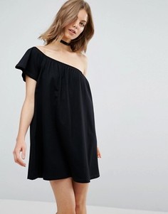 Свободное платье мини на одно плечо ASOS - Черный