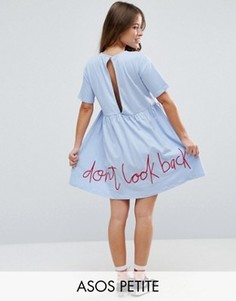 Свободное платье с вышивкой сзади ASOS PETITE - Синий
