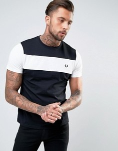 Черная футболка из пике и трикотажа со вставкой на груди Fred Perry - Черный