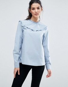 Блузка с оборками на горловине Vero Moda - Синий