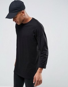 Oversize-лонгслив с закатанными рукавами ASOS - Черный