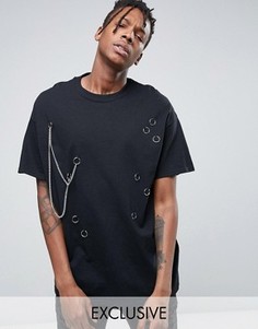 Oversize-футболка с пирсингом Reclaimed Vintage - Черный