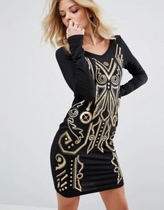 Платье с отделкой в стиле барокко Versace Jeans - Черный