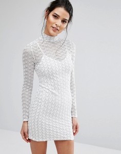 Облегающее платье с зигзагообразным узором Oh My Love - Белый
