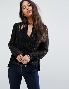 Топ с бисером Free People Young Love - Черный