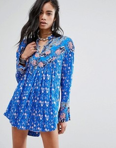 Платье-туника с принтом Free People Wildflower Fields - Синий