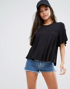 Трикотажная футболка с присборенной отделкой Boohoo - Черный