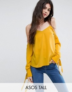 Топ с открытыми плечами и завязками на манжетах ASOS TALL - Желтый