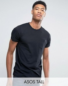 Черная обтягивающая футболка с круглым вырезом ASOS TALL - Черный