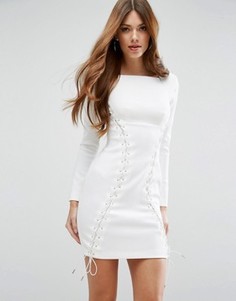 Корсетное платье мини с декоративной шнуровкой ASOS Premium - Белый