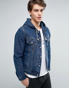 Джинсовая куртка с капюшоном ASOS - Синий