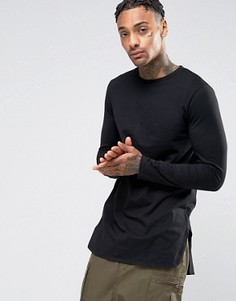 Супердлинный лонгслив с асимметричной ступенчатой кромкой ASOS - Черный