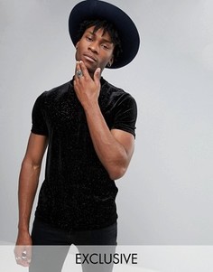 Велюровая футболка с высоким воротом Reclaimed Vintage - Черный