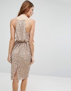 Платье миди с драпировкой сзади ASOS - Бежевый